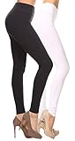 2ND DATE Women's Basic Cotton Stretch Leggings with Comfort Waistband