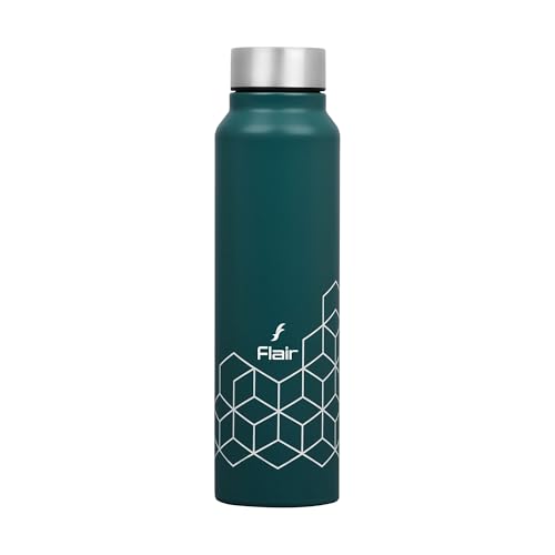 Image of FLAIR Hexa BIS-Certified Stainless Steel Fridge Bottle 970ml | BPA-Free & Food Grade | Leak Proof Water Bottle for Office, Travel, Gym & Home | Durable & Rust Resistant (Green)