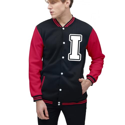 Image of Yuji Itadori Mens Varsity Jacket Baseball Letterman Bomber Jacket Fleece Long Sleeve Coat Casual Clothing XXS-3XL