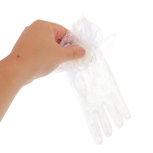 Guantes de dedo encaje blanco manga larga mujer accesorios fiesta 4