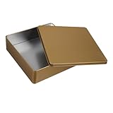 Mikikit Boîte à Biscuits Carrée Tôle Boîte de Rangement Réutilisable avec Couvercle Dorée pour Bonbons et Cookies et Décorative pour Anniversaire et Mariage