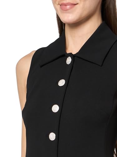 Robe trapèze KARL LAGERFELD sans manches avec col et boutons ornés - 3