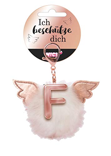 Pendentif de sac NICI F blanc et doré avec pompon doux