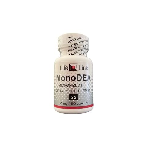 LifeLink DHEA MonoDEA (dehydroepiandrosterone) | 25 mg x 100 Capsules | Hormone Support, Anti-Aging | Gluten Free & Non-GMO | Made in The USA Cover