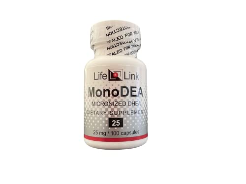 LifeLink's DHEA MonoDEA (dehydroepiandrosterone) 25mg - 100 Capsules Micronized to Support, Healthy Aging, Immunity System, Brain, Bones, Metabolism Hormone Levels & Lean Body Mass for Men & Women