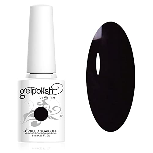 Vishine Vernis à ongles Semi-permanent Soak Off UV LED Gel Polish Nail Gel Manucure Noir (687)