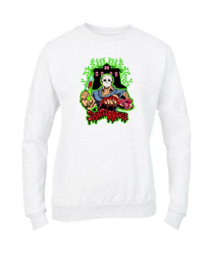  Felpa Donna Girocollo Basic Top qualità Top vestibilità - Splatterhouse - Divertente Humor Made in Italy (Bianco, XXL)