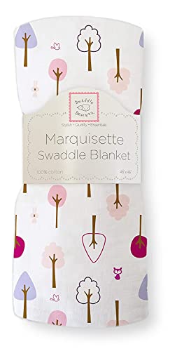 Image of SwaddleDesigns Marquisette Swaddling Blanket, Premium Cotton Muslin, Very Berry Cute and Calm