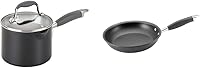 Vista 1 de Anolon Advanced Sartén antiadherente anodizada dura con colación y tapa, 2 cuartos de galón, sartén antiadherente avanzada y grafitosartén anodizada