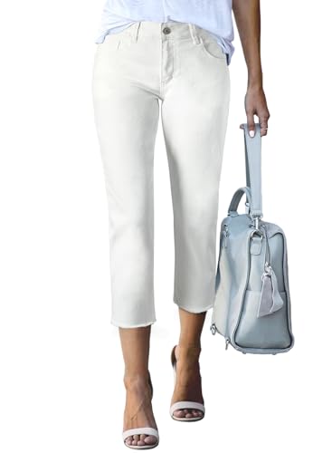 Image of Sidefeel Women's High Waisted Straight Leg Jeans Capri Denim Pants