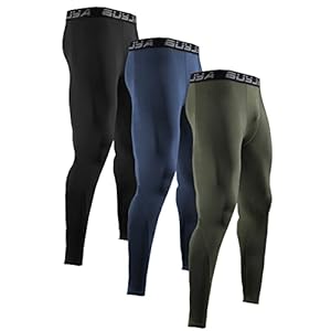 BUYJYA 3 or 5 Pack Men’s Compression Pants Running Tights Workout Leggings Athletic Cool Dry Yoga Gym Clothes Gift