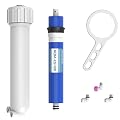MewMore 100 GPD RO Membrane Filter with Housing, Replacement Reverse Osmosis Membrane Fit Home Under Sink RO Drinking Water Filter Purifier Filtration System with Wrench, 1/4" Fitting, Check Valve