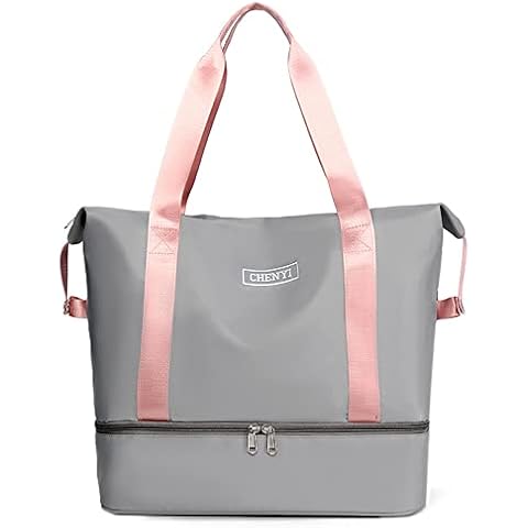 Travel Duffel Bag, 36L Weekend Bag for Women, Waterproof Carry on Bag, Dry&Wet Seperated Sports Gym Bag for Vacation, Sports, Shopping (Grey) Cover