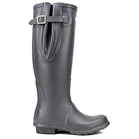 Rockfish Wellies Natural Rubber Rain Boots Ladies Adjustable Calf Fit Wellingtons Earl Grey 7 UK