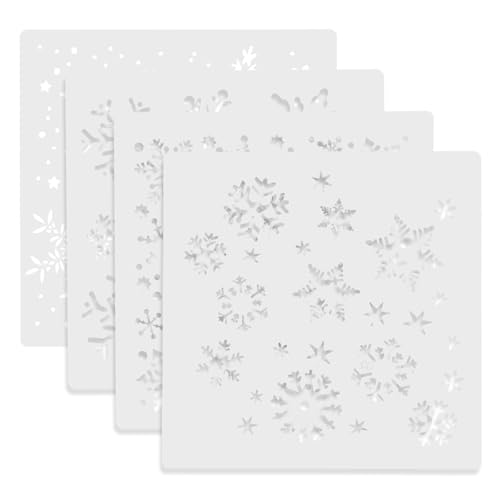 Plantillas de copos de nieve de plástico para manualidades DIY y estarcido de paredes