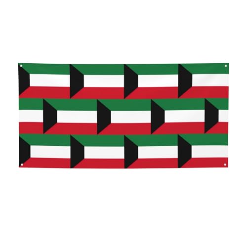 Kuwaitische Flagge, bedruckt, hängende Partyflagge, wetterwiderstandsfähig, dekoratives Banner für romantischen Urlaub