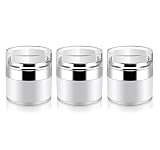 Furnido 3 Pack 0.5 oz Airless Pump Jars,Empty Acrylic Makeup Cosmetic Jar Containers with Press Pump