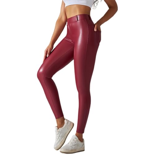 Pantalon de yoga en cuir PU gainant idéal pour le sport et les sorties