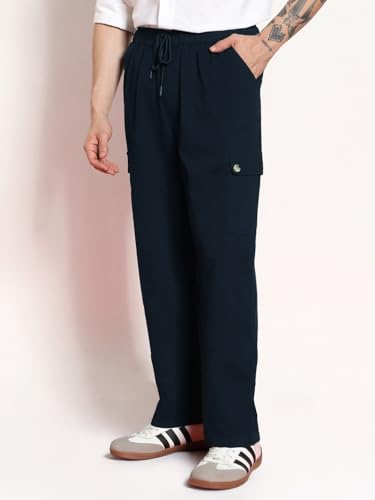 Image of Urbano Fashion Men's Loose Baggy Fit Cargo Jogger Chino Pant with 6 Pockets Stretchable