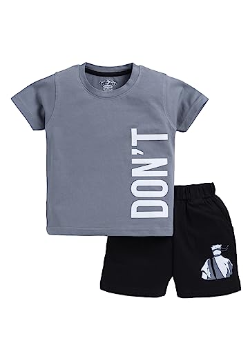 Image of CUTOPIES Boys Powder Blue Cotton Printed Half Sleeves T-shirt and Shorts Set (Pack Of 1) Baby Boys' Clothing Sets