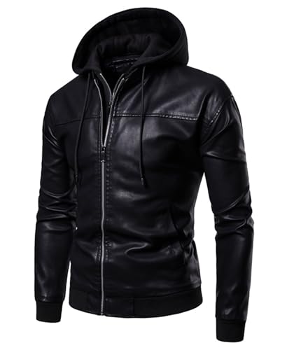 ZFBAOJT Mens Leather Jackets Black Faux Leather Motorcycle Bomber
