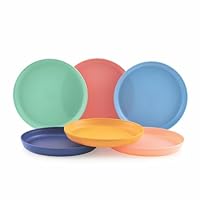 Mastercook Kinder-Teller-Set – 6-teiliges Kunststoffteller wiederverwendbar – BPA-freier, lebensmittelechter Kunststoff – spülmaschinen- und mikrowellengeeignet – mehrfarbiges Kleinkind-Teller-Set