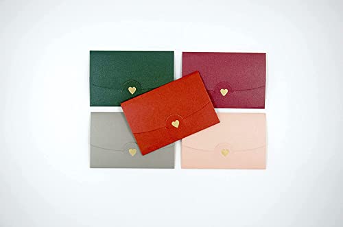 Mirror Vision MV Mini Briefumschläge, 20 Stück Herz Briefumschläge mit Herz - Hochzeit, Weihnachten, Valentinstag, Geschenkkarten (Natur / Braun) Cover