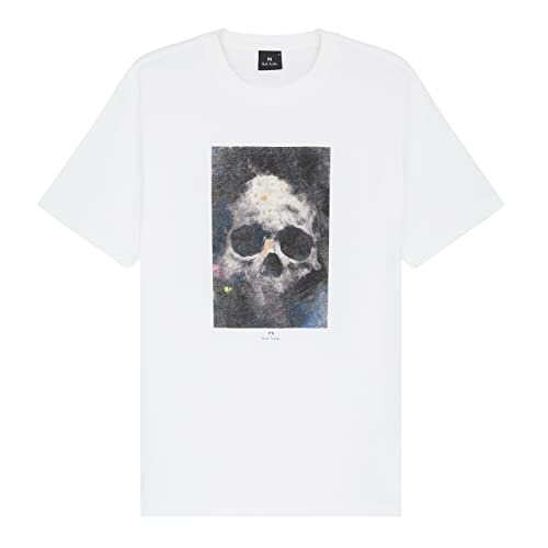 PS Paul Smith Mens REG FIT T-Shirt Skull, White, Medium