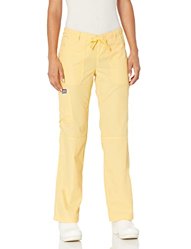 Cherokee Women's Size Low Rise Drawstring Cargo Scrub Pant, Dandelion, Large Tall