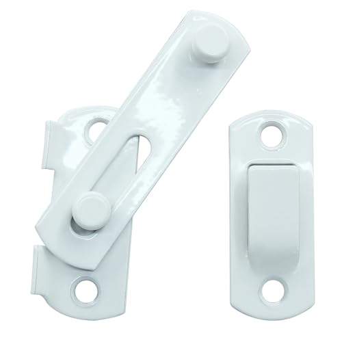 Image of 2 Packs Flip Latch Lock, 2.76 inch*1.99 inch Barn Door Latches, White Sliding Barn Door Lock Hardware Gate Latches, Bi-fold Door Lock, Stainless Steel Door Latches for Barn, Cabinet, Window, Closet
