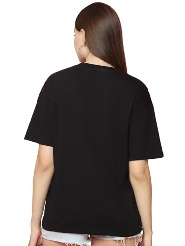 Image of Preneum Women's Cotton Aesthetic & Cool Graphic Printed Baggy Fit Drop-Shoulder Sleeves Cotton Oversized T-Shirt || Printed