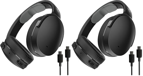 Image of Skullcandy Hesh ANC Wireless Over-Ear Bluetooth Headphones-Extra USB-C Charging Cable,Active NoiseCanceling,22 Hrs Battery,Foldable Lightweight Design, Microphone iPhone Android-True Black(Pack of 2)