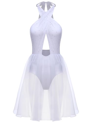 Fldy Disfarce de estrela de cinema icónica Monroe para mulher, vestido branco, para carnaval, carnaval, vestido de festa, vestido de baile, cor branca, L