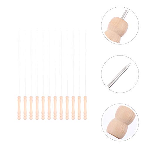 Hemoton Conjunto de 12 peças de palitos de churrasco de aço inoxidável, reutilizáveis, longos espeto