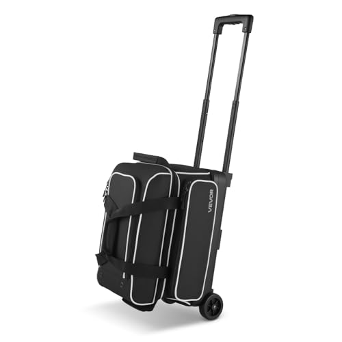 VEVOR Sac de Bowling à roulettes, Valise de Transport pour 2 Boules, avec Compartiment pour Chaussures, Poche pour Accessoires Surdimensionnée et Poignée Rétractable...