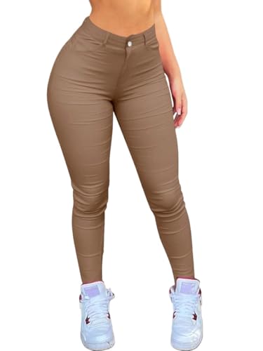 Womens Classic Casual Pants Slant Pocket High Waist Pants - Main Image