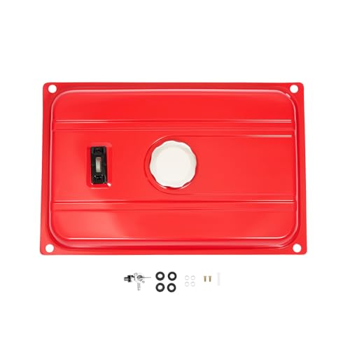 SNKOURIN 5 Gallon/18.9L Generator Gas Fuel Tank Universal Fuel Filter Cap Gauge Petcock Fits for EC2500 and More Red Metal Fuel Tank Chrome Cap