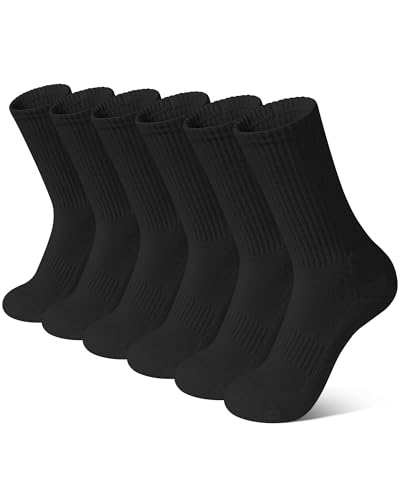 Image of BOOPH 6 Pairs Kids Crew Socks Boys Girls Athletic Cushioned Running Socks | Hiking Socks for 4-14Y
