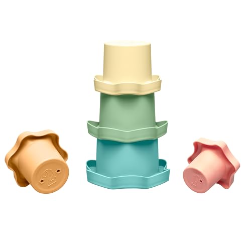 nip Play Green Stapelbecher, nachhaltiges Babyspielzeug ab 6 Monaten, 5-teilig, stapelbar und auch für Wasser geeignet, schadstofffrei, Made in Germany