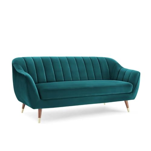 Image of Modern Sofa, 3 Seater with Decorative Cushions, Chesterfield Arm Three Seater for Living Room Guest Room Hotels & Office (Teal Green)