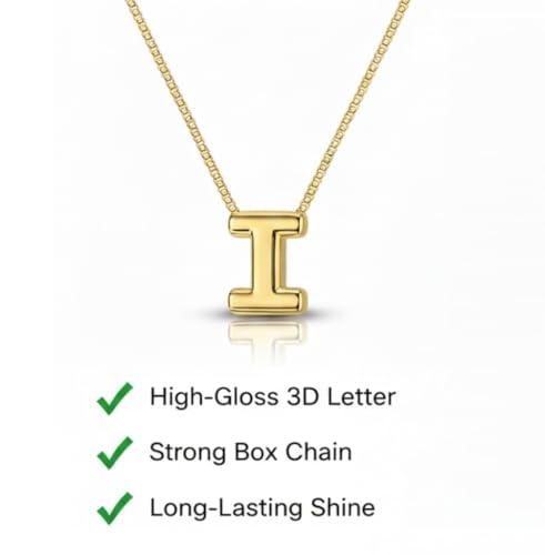 Image of Personalized Bubble Letter Initial Necklace, 14K Gold Plated, Dainty Pendant for Women, Trendy Gold Jewelry