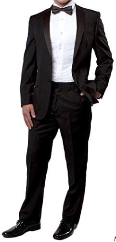 New Mens 2 Button Black Tuxedo Suit, size 48 Long - Includes Jacket and Pants