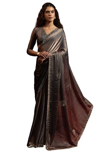 Sari en satin de soie femme tenue chic pour mariages et soirées