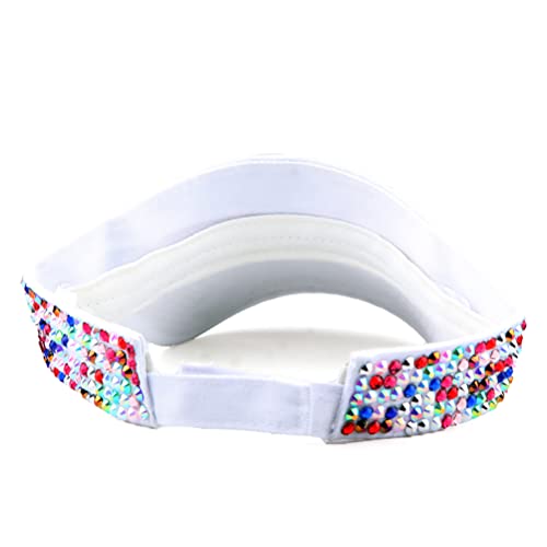 Image of Gudessly Shiny Rhinestones Sport Sun Visor Adjustable Summer Cap Visor Caps for Women Men