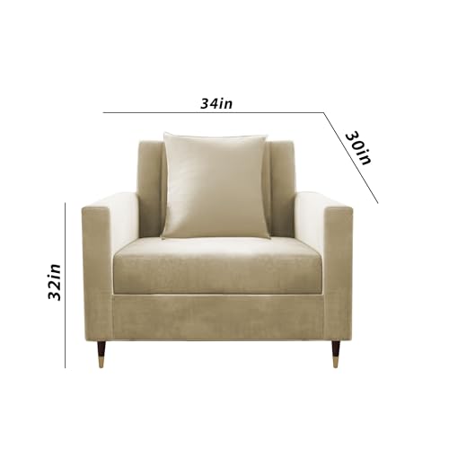 Image of Casaliving Garcia 1 Seater Sofa Set for Living Room (Cream Colour) Premium Fabric Sofa