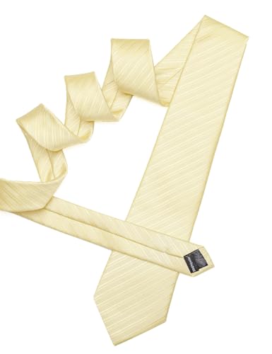 Image of Barry.Wang Solid Striped Tie for Men Silk Necktie Pocket Square Cufflinks Formal Wedding Party Business