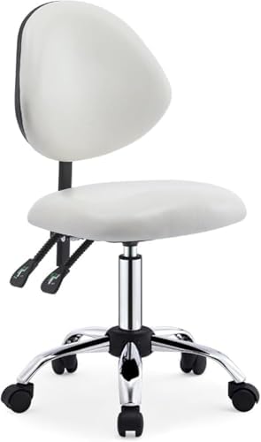 Ergonomic Saddle Stool for Dental Hygienists, Rolling Chair with Backrest, Adjustable Height, Professional Saddle Stool with Wheels - Blue Color