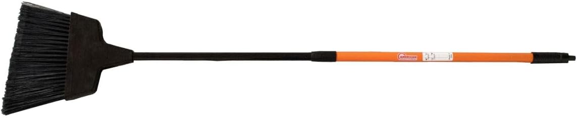 Large 12-inch Angle Broom with Extendable Orange/Black Handle (2 Pack)