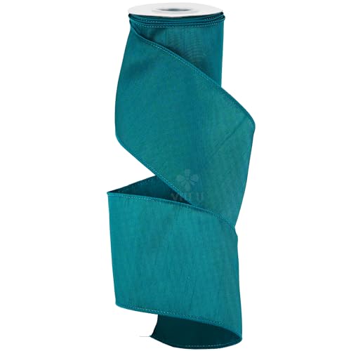 MEEDEE 4 inch Teal Farrasilk Wired Ribbon...