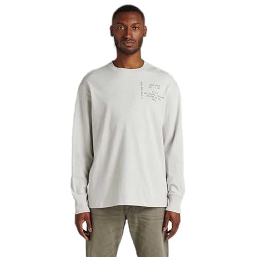 G-STAR RAW Typeface Back gr Boxy r LS T-Shirts, Cool Grey, XL para Hombre Cover